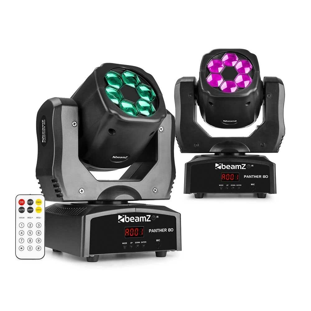 BeamZ Panther 80 LED set van 2 moving heads - 6x 12W RGBW - Roterende lenzen