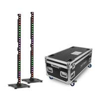 BeamZ Pro set van 4 DOTBAR BAT1 barren in flightcase met baseplates - IP65 met pixelcontrol - RGBW