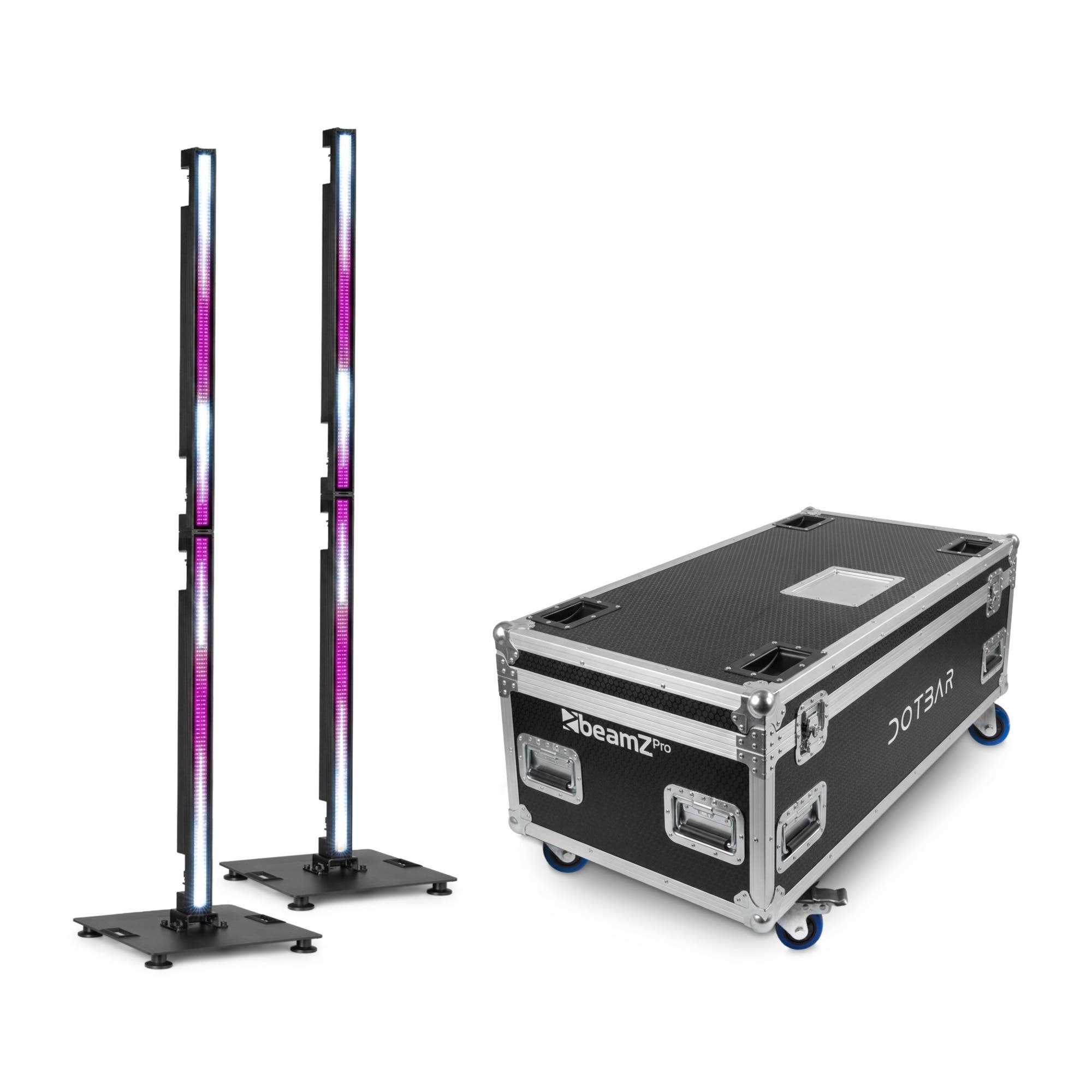 BeamZ Pro set van 4 DOTBAR PIX1 barren in flightcase met base plates - Outdoor SMD LED bar - RGBW