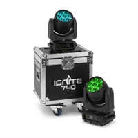 BeamZ Professional IGNITE740 wash moving head set - Set van 2 stuks in flightcase - RGBW LED's - Zwart