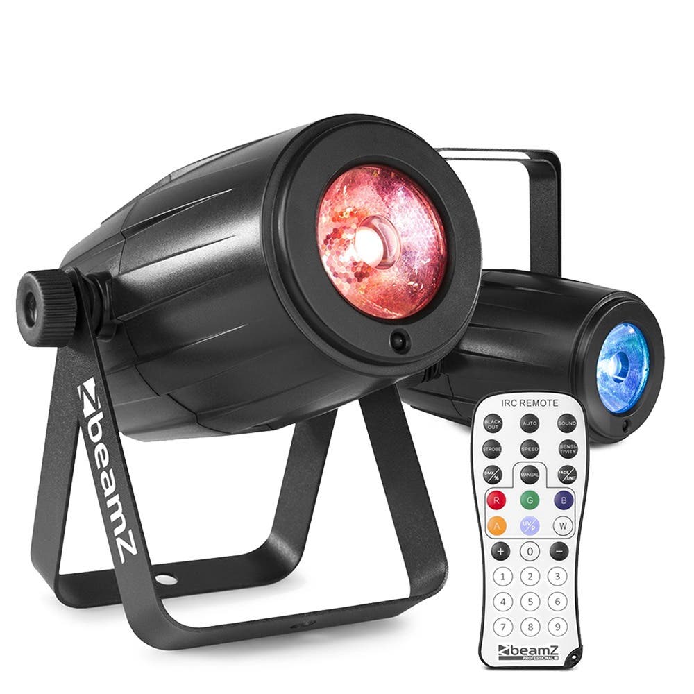 BeamZ set van 2 PS12W LED Pin spots - 12W met afstandsbediening - RGBW