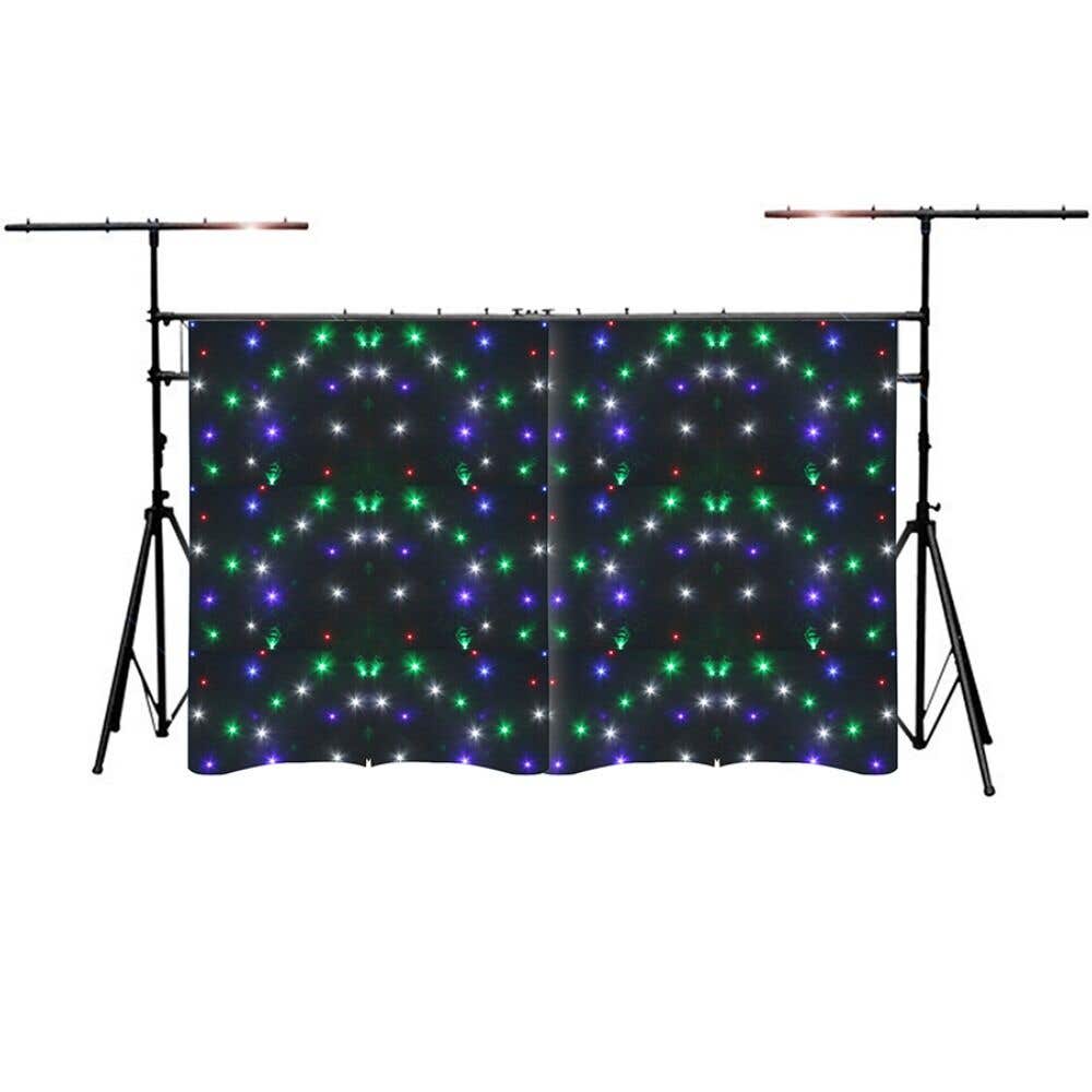 BeamZ LED gordijn 2 x 3m met 96 RGBW LEDS en lichtbrug incl. T-bars