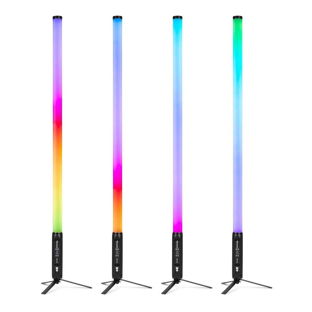BeamZ Zelos LED Tube set van 4 - Met 360° RGBW/CW LED’s - IP65 - 12 uur accuduur en draadloze DMX