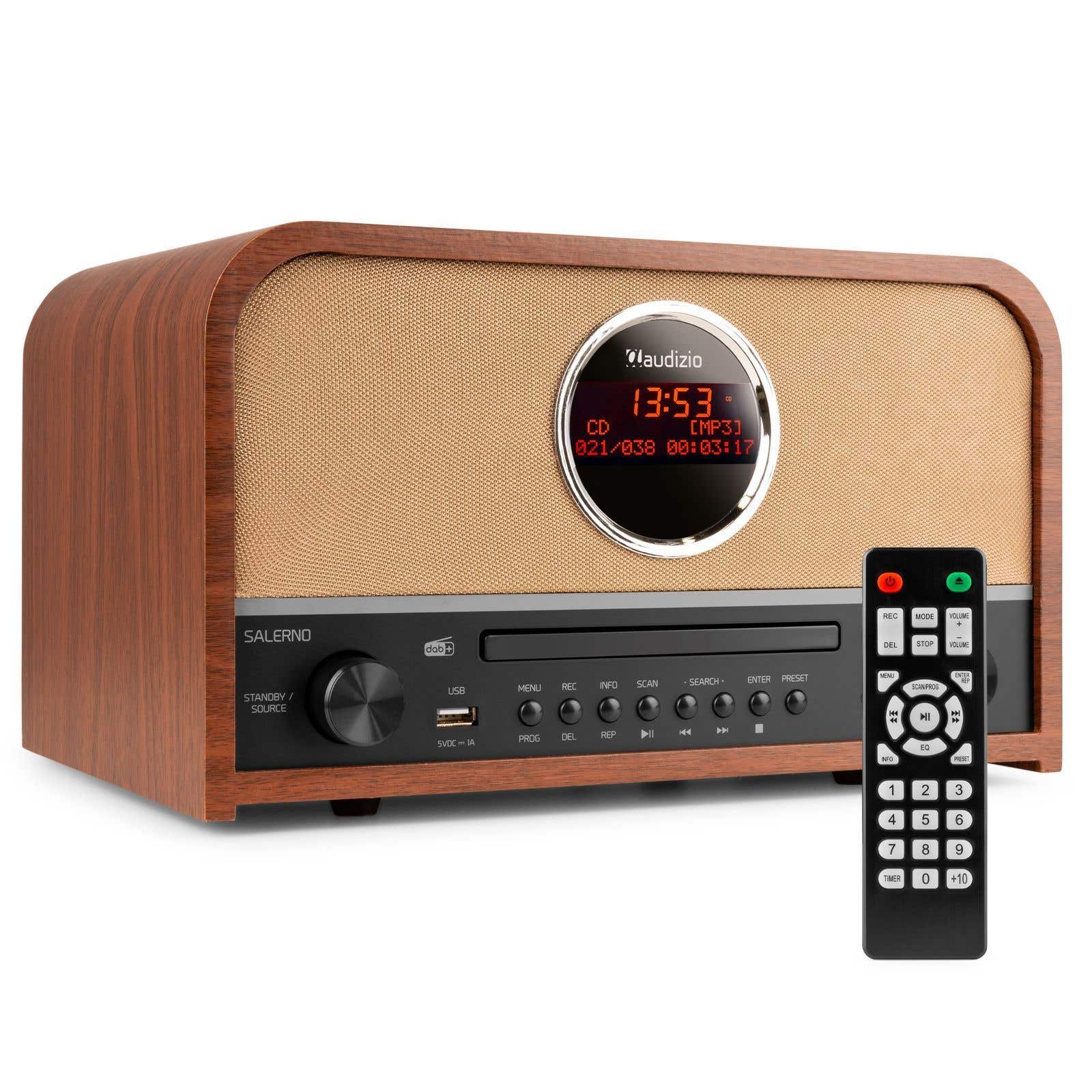 hout haspel Berg Vesuvius Audizio Salerno stereo DAB radio met CD speler, Bluetooth en mp3 speler  kopen?