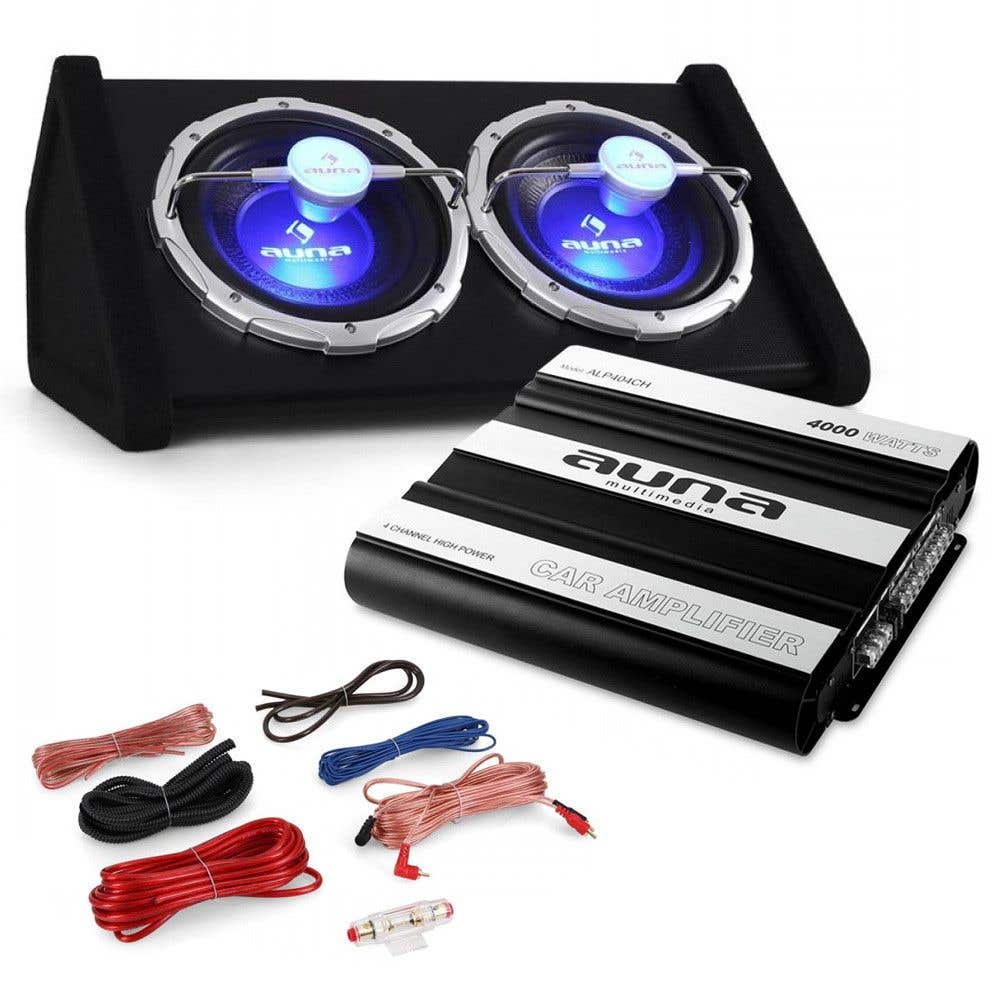 Gestaag Uiterlijk bladeren Car HiFi set "Black 140" Subwoofer met versterker 2800 watt