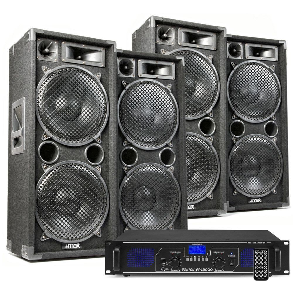 Hechting vrijdag Horizontaal DJ speakerset met 4x MAX212 speakers en Bluetooth versterker kopen?
