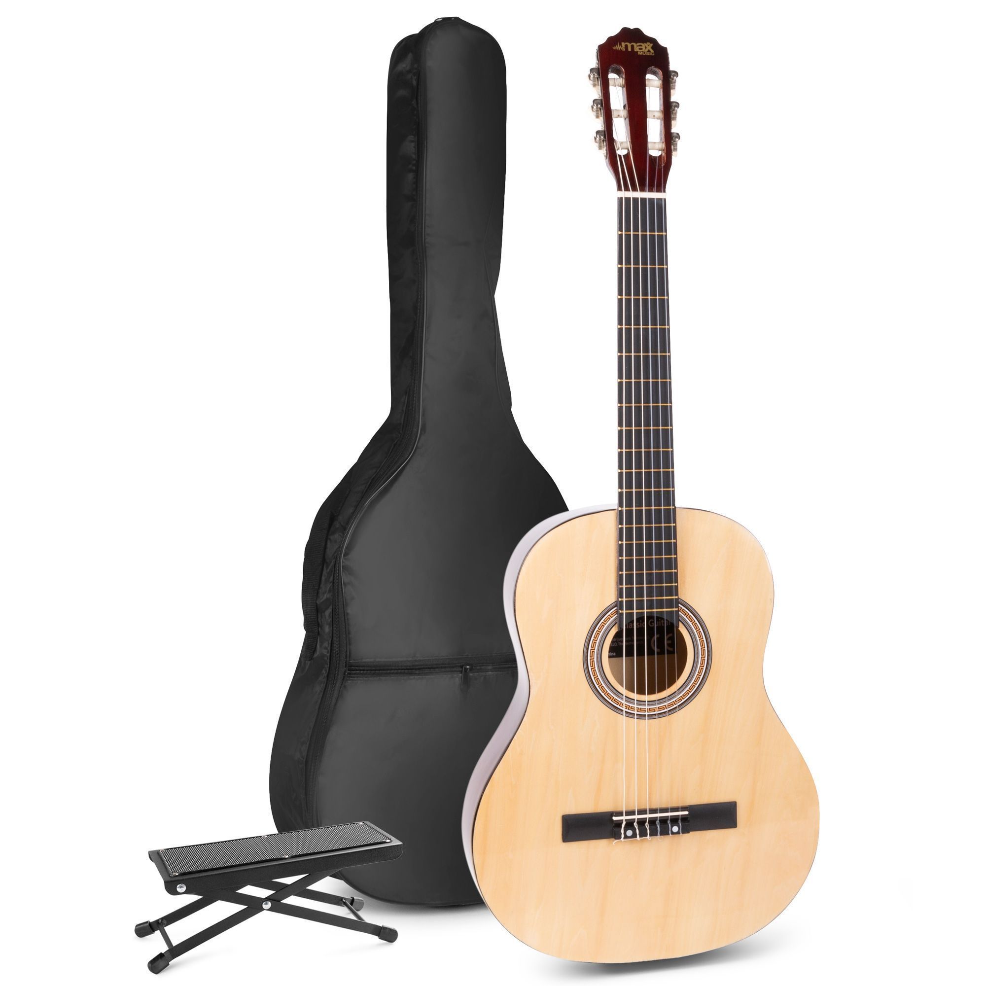 Verzorger scheren zien MAX SoloArt klassieke akoestische gitaar met voetsteun - Hout kopen?