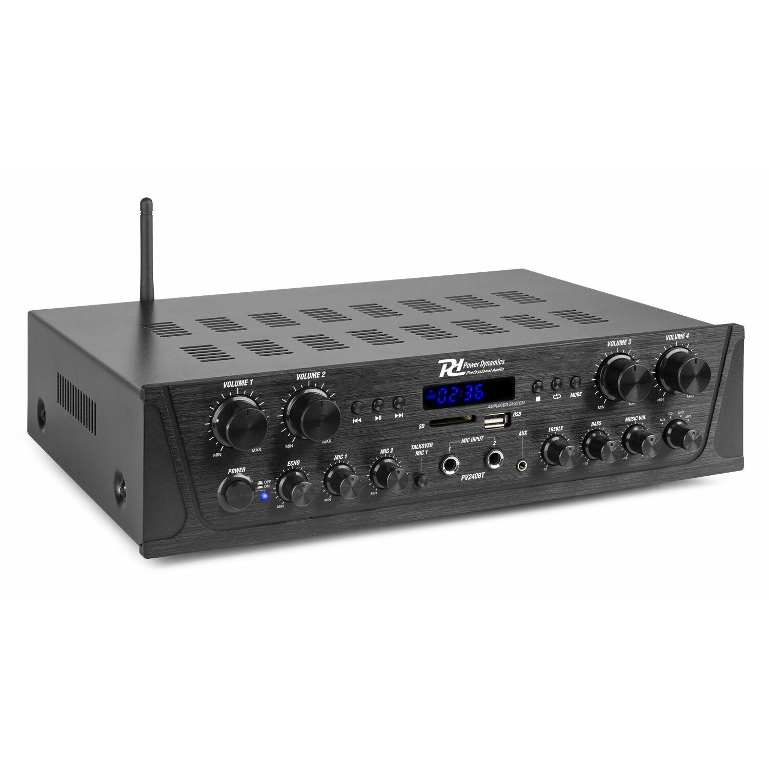 Power Dynamics PV240BT stereo 4-zone Bluetooth versterker - 400W