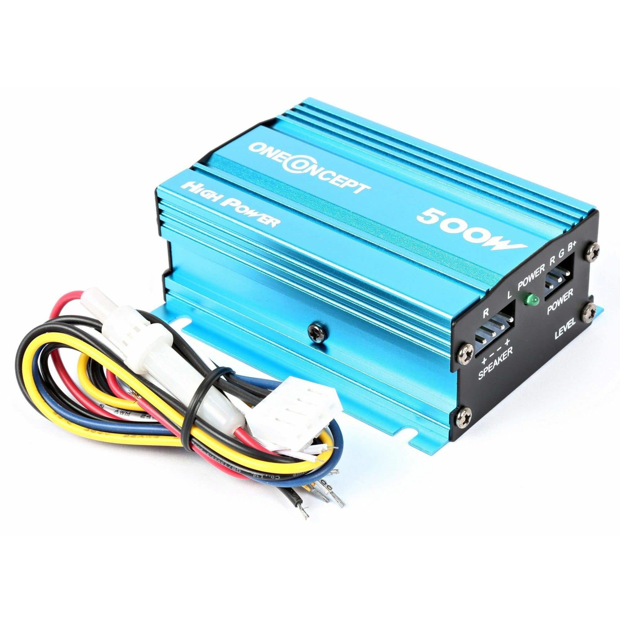 OneConcept 500 Watt versterker voor scooter of auto - Blauw