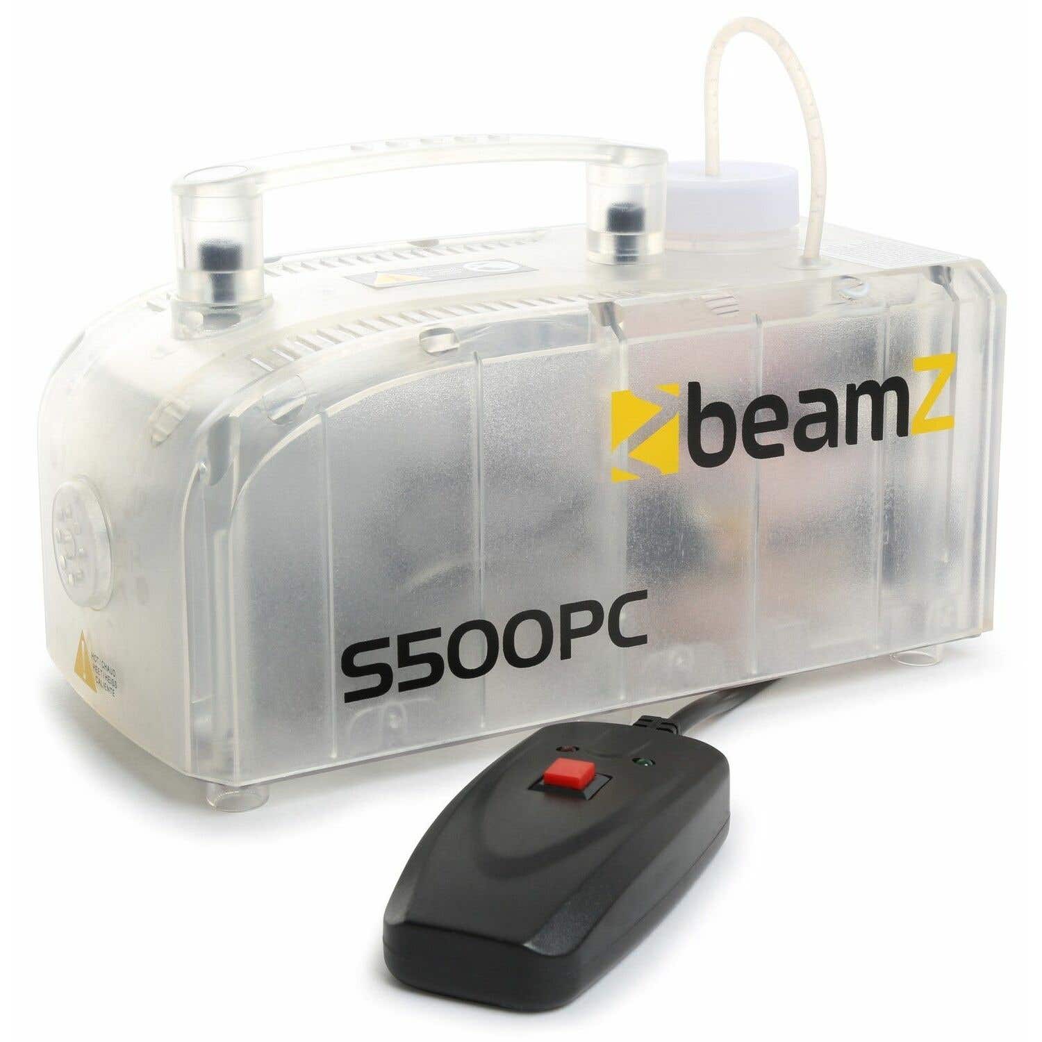 BeamZ S500PC transparante kunststof rookmachine 500 watt met lichteffect