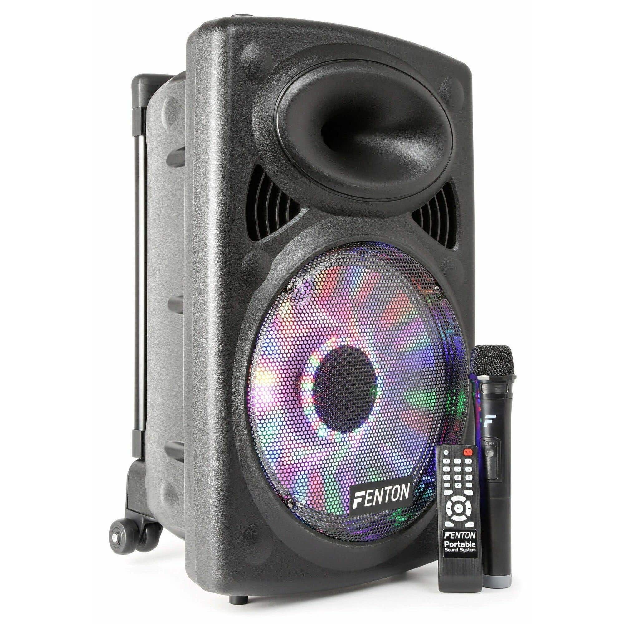 Fenton FPS12 Mobiele geluidsinstallatie met bluetooth en draadloze microfoon Lichteffect