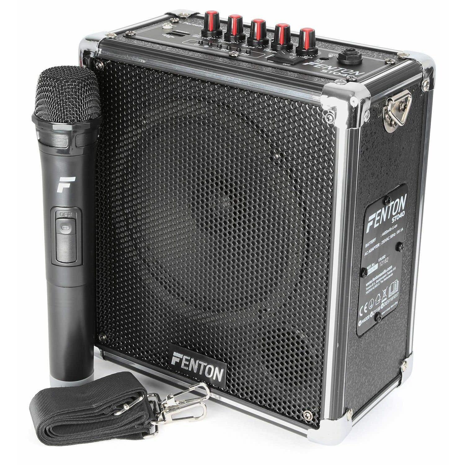 Fenton ST040 Mobiele geluidsinstallatie met Bluetooth en draadloze VHF microfoon