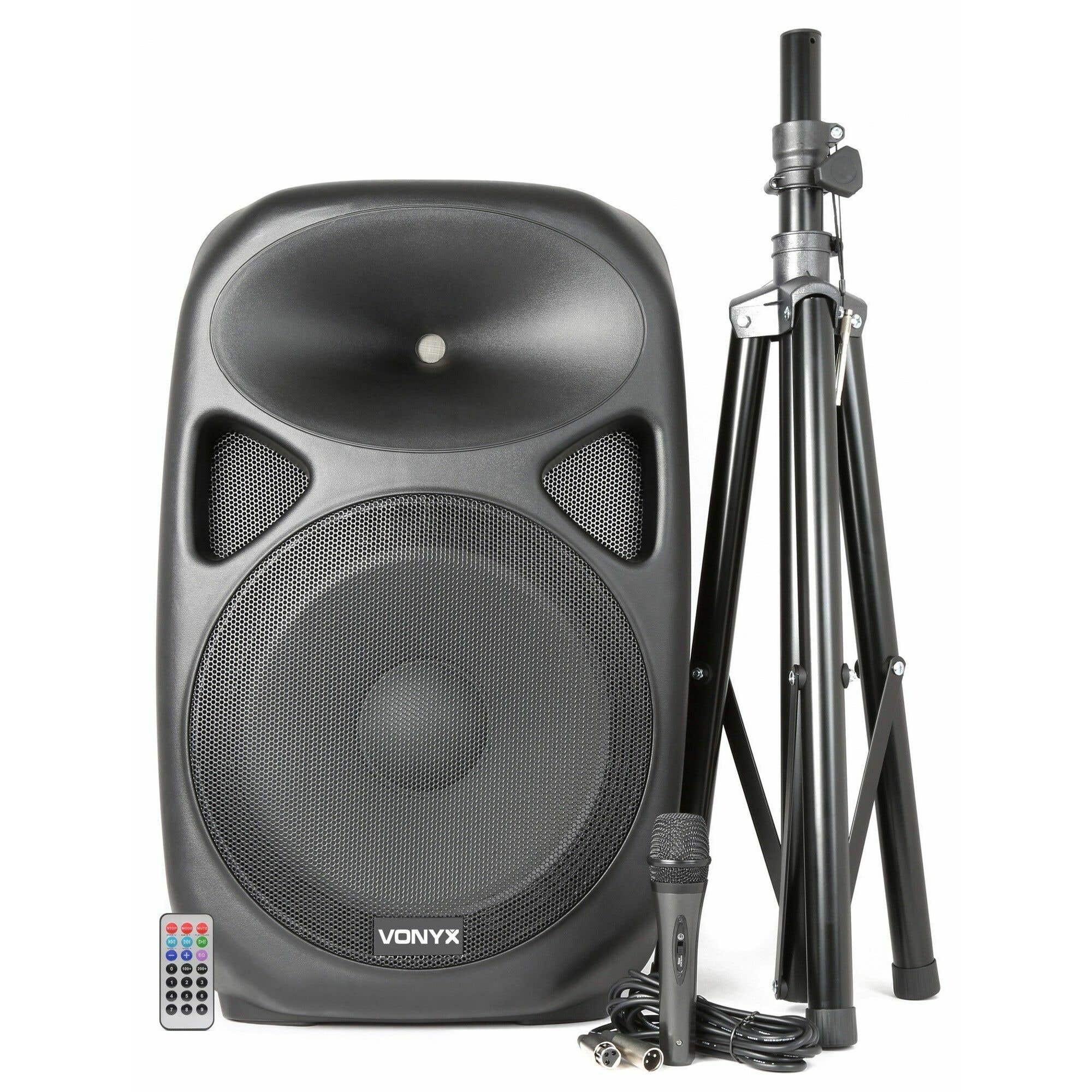Vonyx SPS152 Actieve speaker 600W met microfoon en standaard