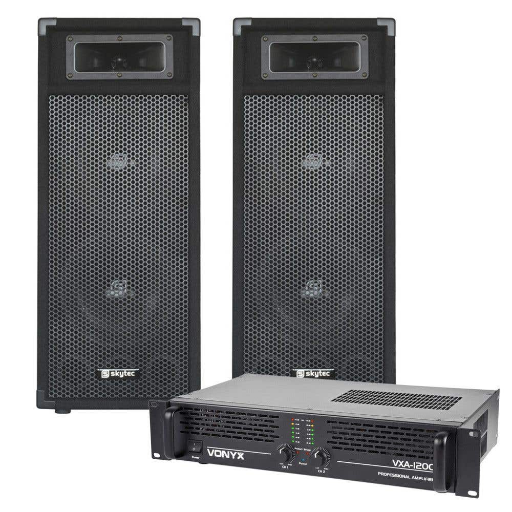 SkyTec SM28 MKII PA Luidspreker en Versterker combinatie 1200W