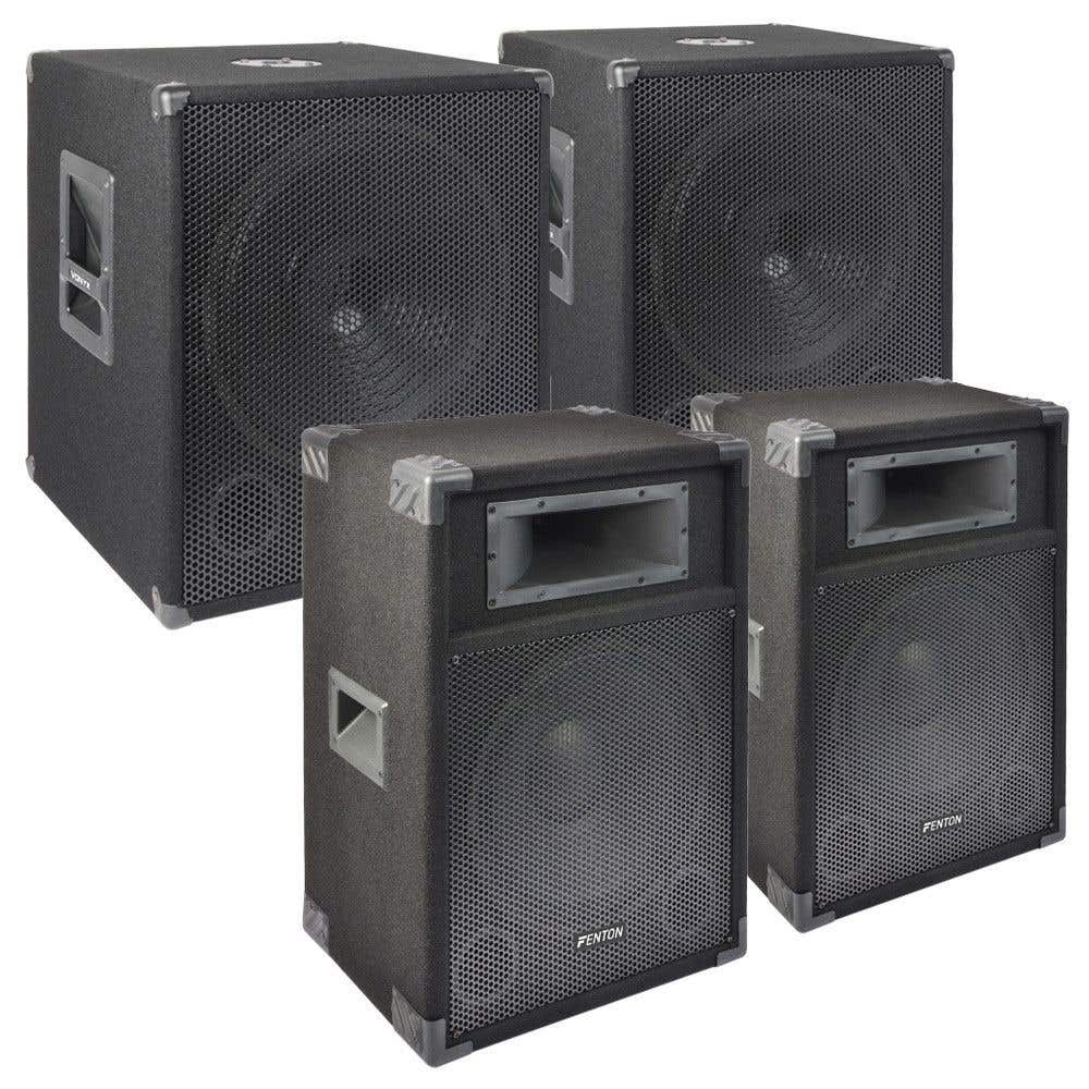 SkyTec 2400W Disco DJ set met subwoofers, speakers en kabels