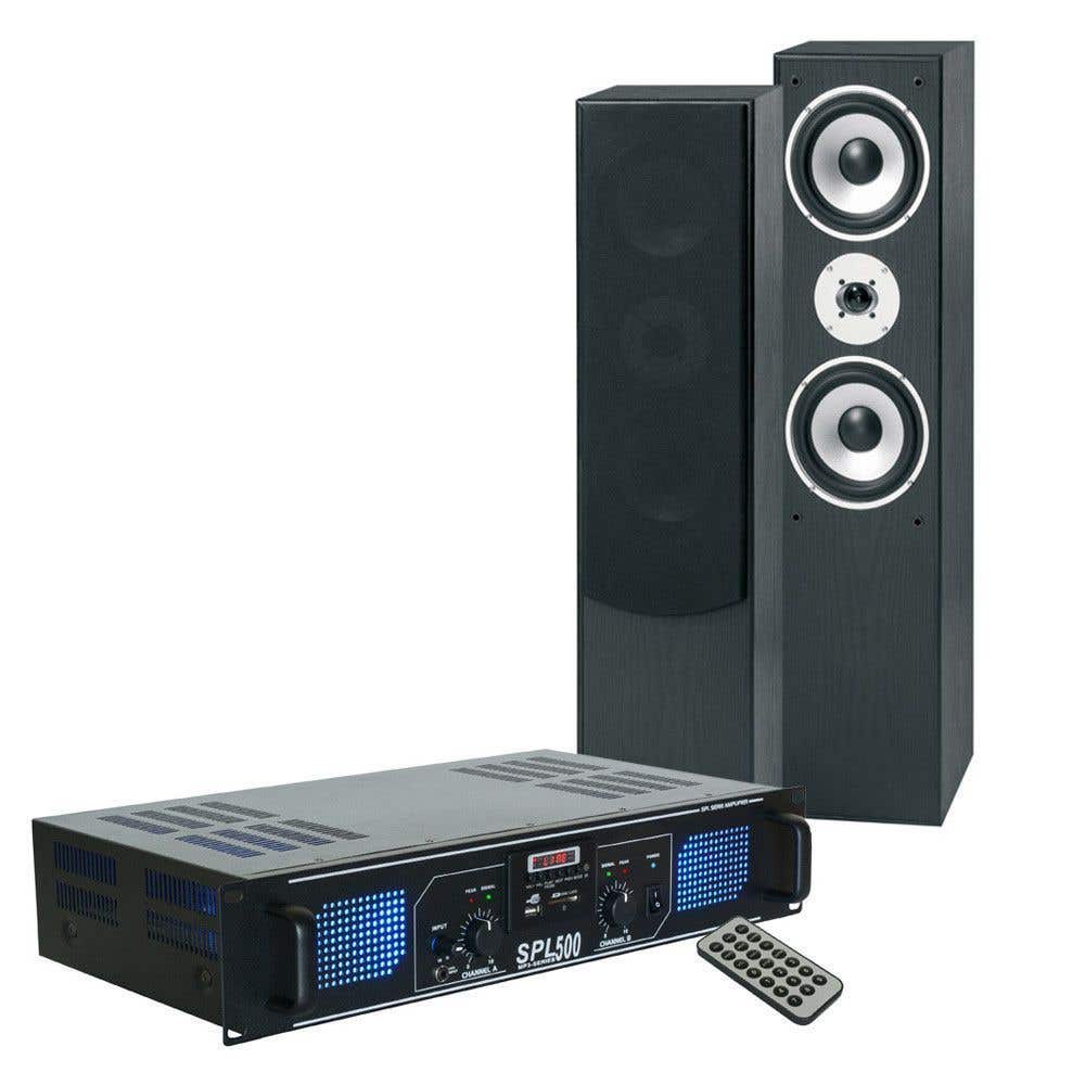 SkyTronic stereo installatie met versterker, speakers & kabel