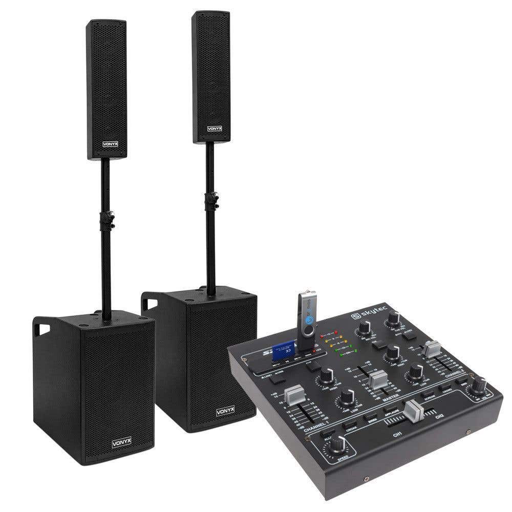 Vonyx VX1050BT mobiele 1150W DJ set met 4-kanaals mixer en kabels