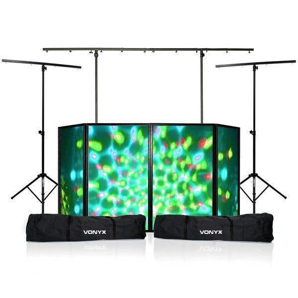 Vonyx mobiele DJ Booth met lichtbrug, 2x statief incl. tassen