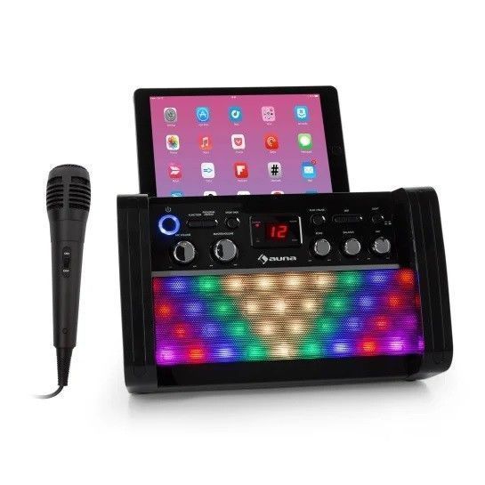 Auna DiscoFever 2.0 zwarte karaoke set met CD+G , Bluetooth en disco LED's