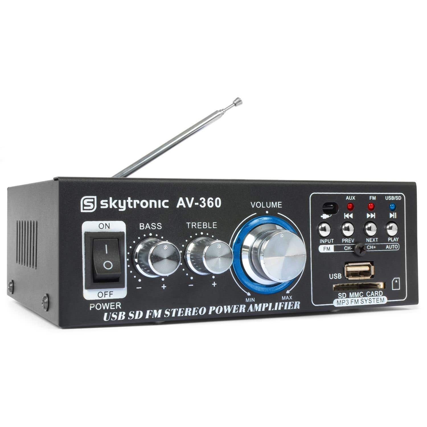 SkyTronic AV-360 versterker met mp3 speler en afstandsbediening