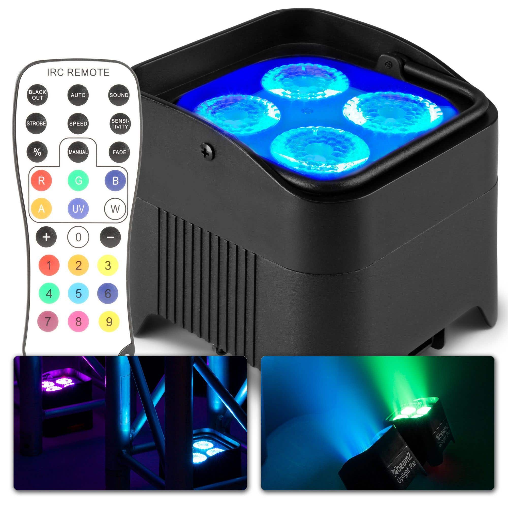 BeamZ BBP94W accu Uplight met 4x 12W LED's en draadloze DMX