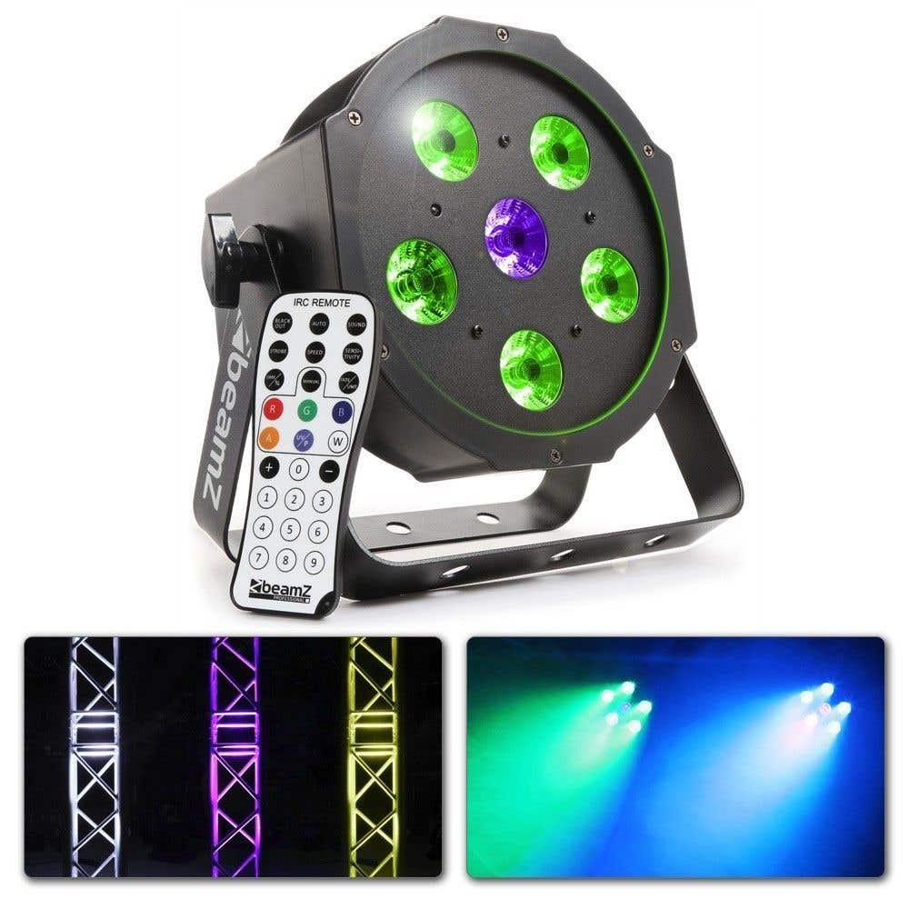 BeamZ BFP110 FLATPAR met 5x 6W kleuren + 1x 6W UV LED's