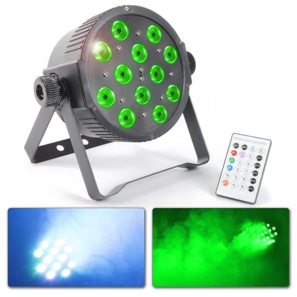 BeamZ DMX FlatPAR met 12x 3W Tri-colour LED's incl. afstandsbediening