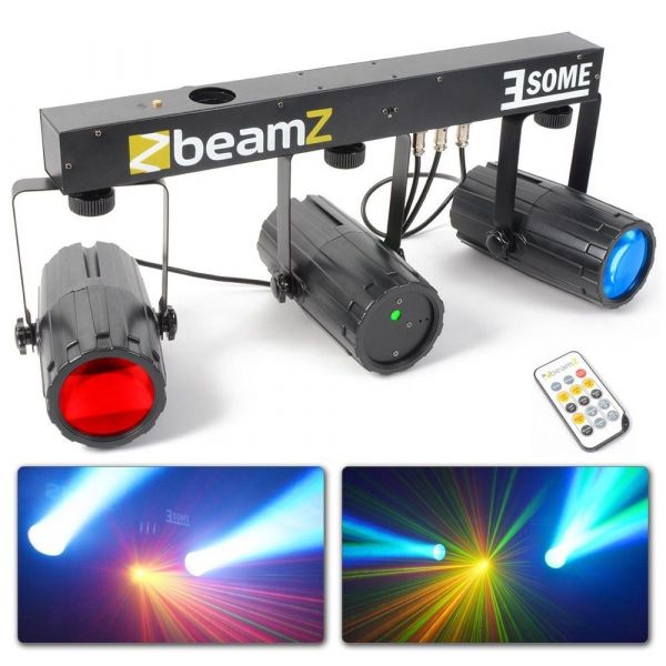 BeamZ 3-Some Lichtset met 2x 57 RGBW LED's met R/G laser