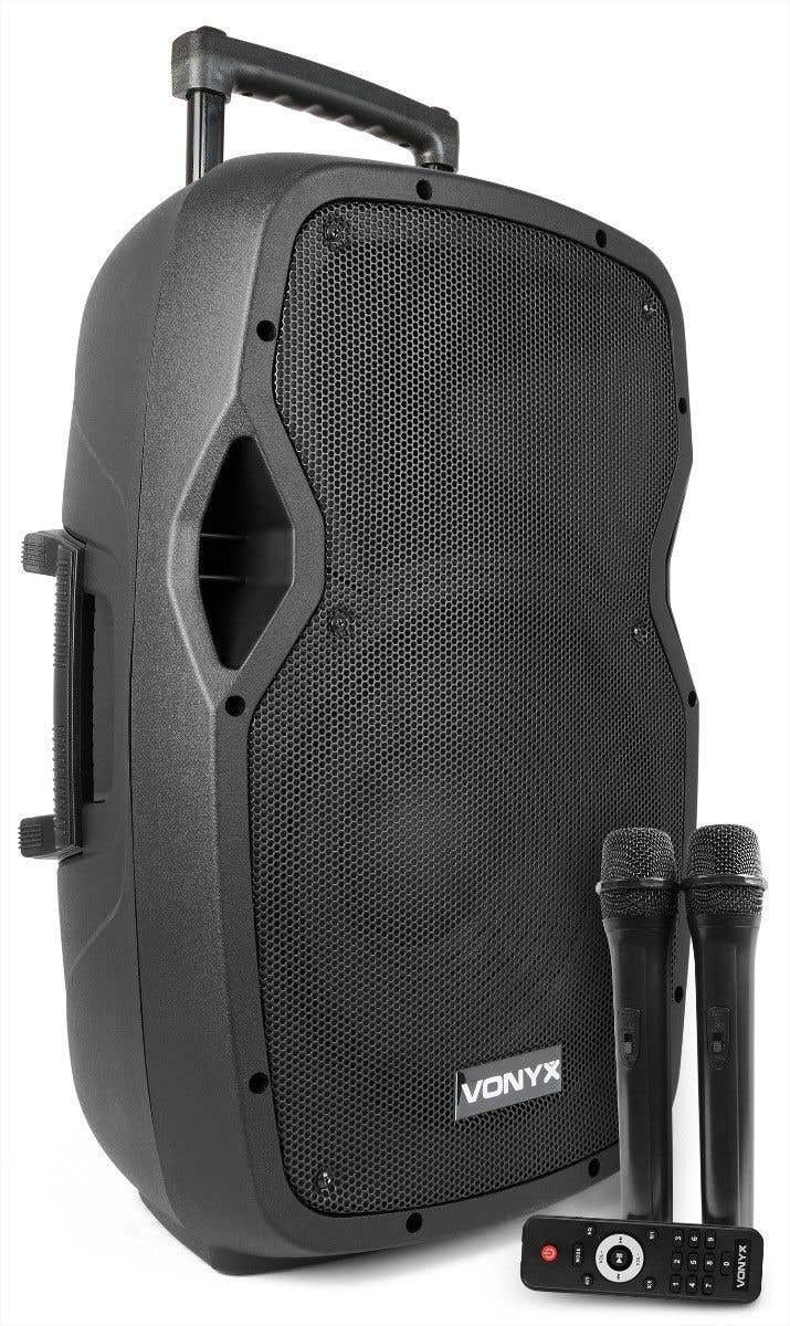 Vonyx AP1200PA mobiele speaker met Bluetooth, mp3 speler en 2 microfoons - 600W - 12