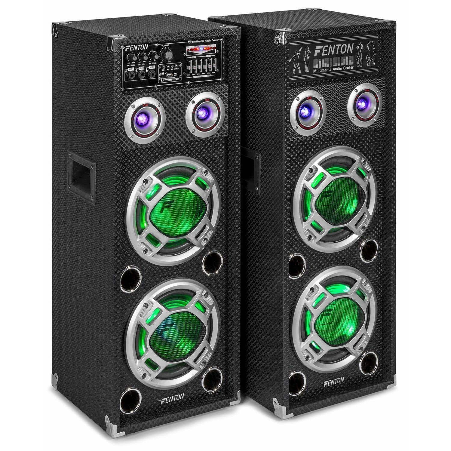 Fenton KA-28 actieve karaoke speakerset 1200W met Bluetooth en LED's