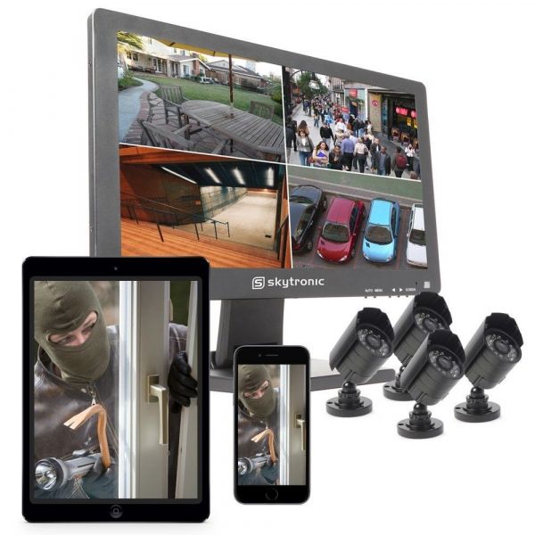 SkyTronic beveiligingssysteem met monitor en 4 camera's