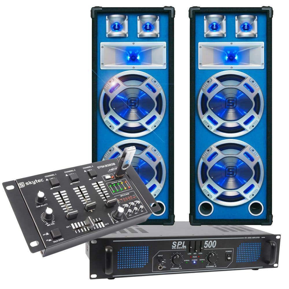 vloek monteren Scheermes SkyTec blauw Complete 500W DJ Set met PA Versterker, Disco LED Luidsprekers en Mixer met USB MP3 kopen? vloek monteren Scheermes SkyTec blauw Complete 500W DJ Set met PA Versterker, Disco LED Luidsprekers en Mixer met USB MP3 kopen?