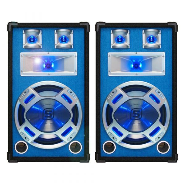 SkyTec blauwe PA Speakerset 12