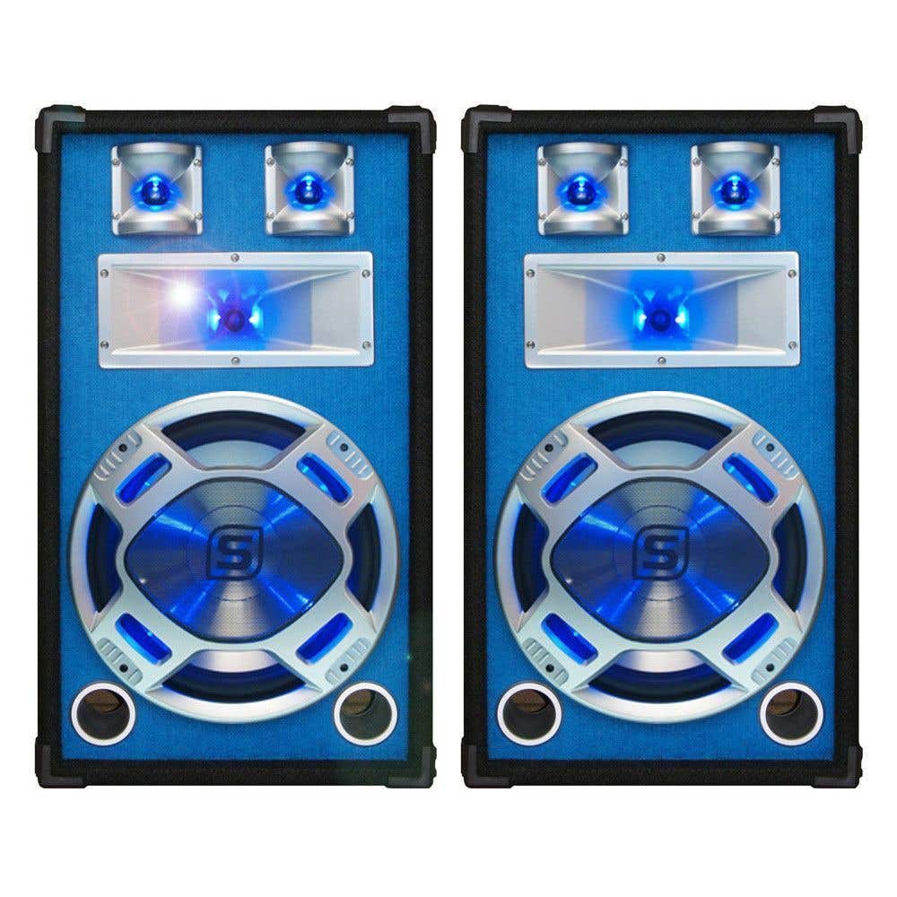 SkyTec blauwe PA Speakerset 12