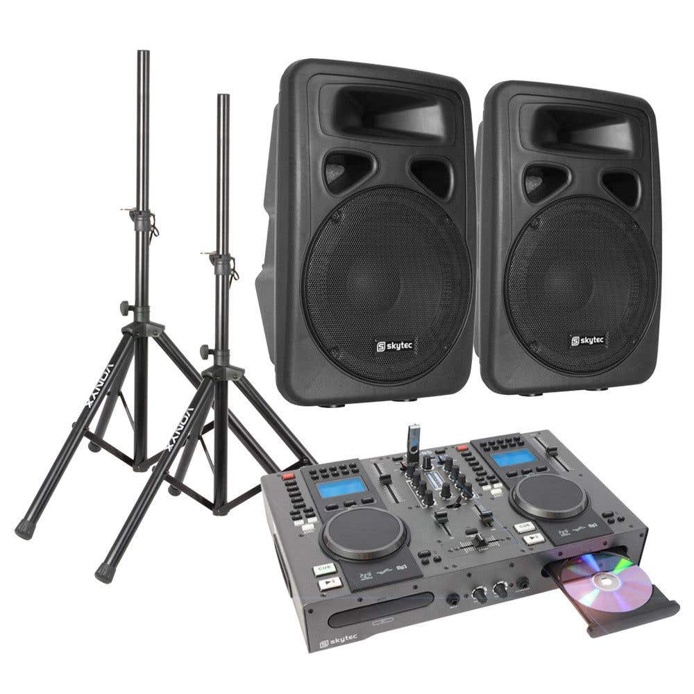 SkyTec Dubbele CD/USB Speler DJ Starterset met 10