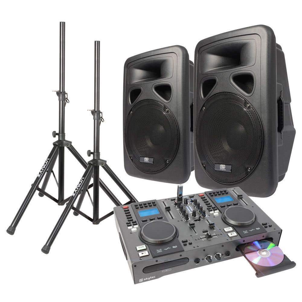 SkyTec Dubbele CD/USB Speler DJ Starterset met 12