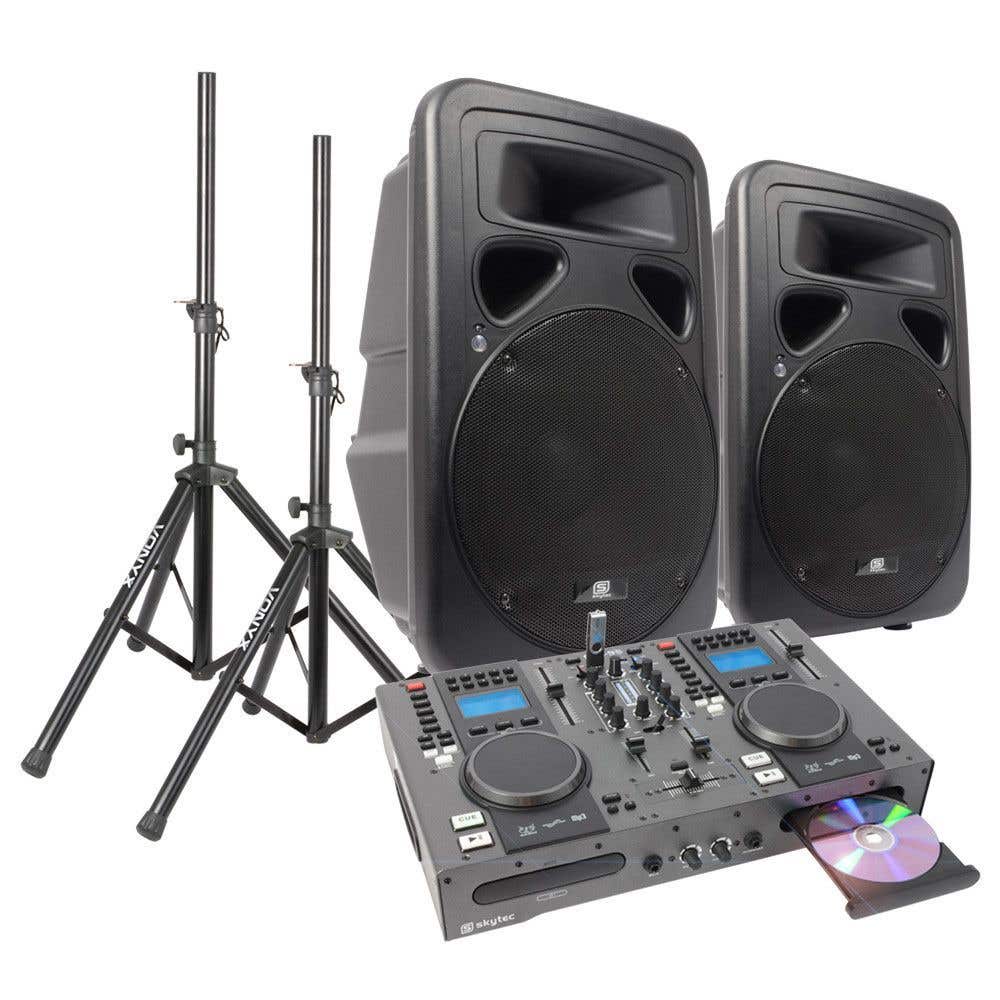 SkyTec Dubbele CD/USB Speler DJ Starterset met 15