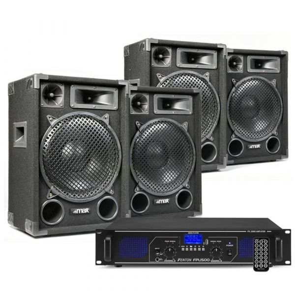 Ga trouwen plakband Schrijf een brief DJ speakerset met 4x MAX12 speakers en Bluetooth versterker kopen?
