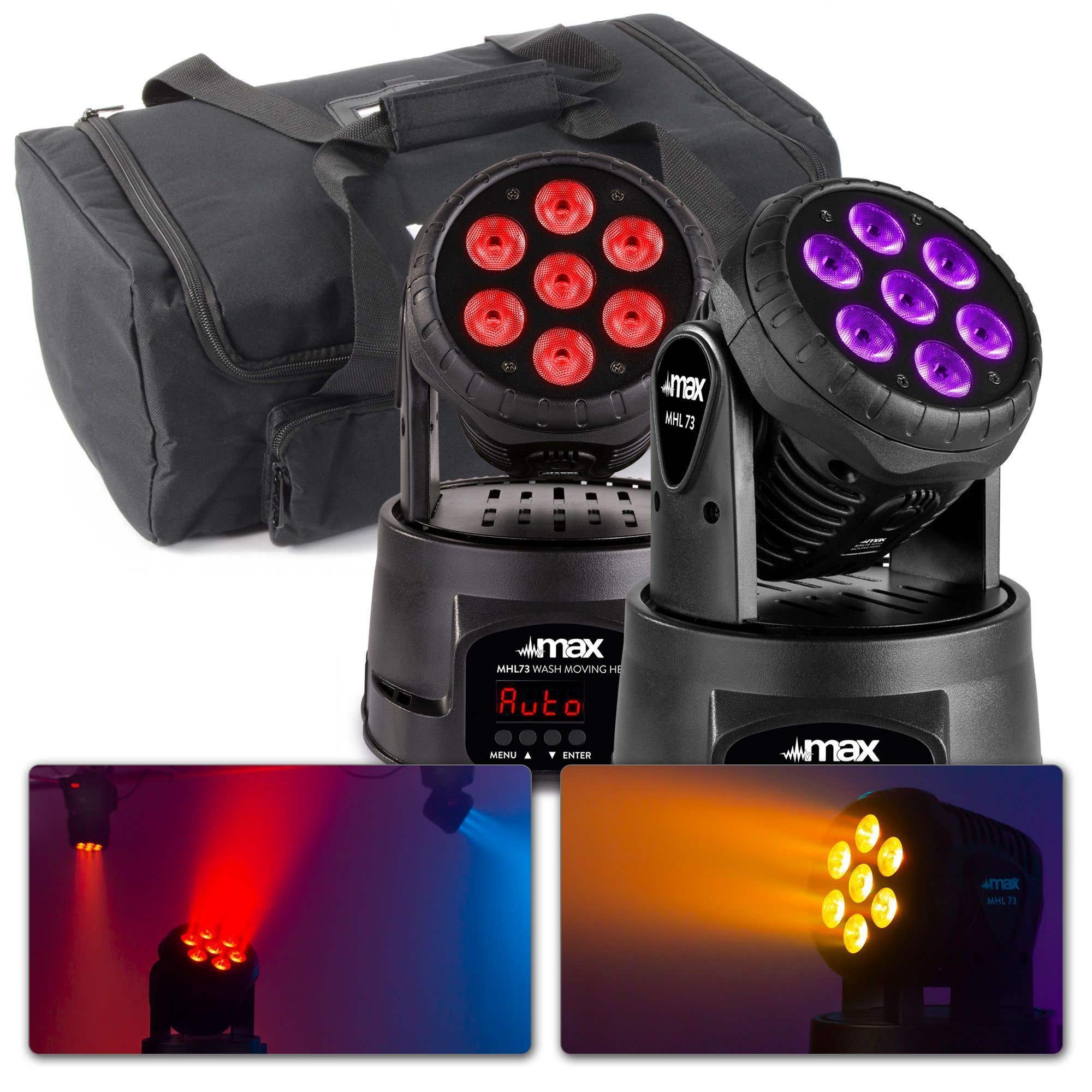 MAX MHL73 set van twee LED moving heads met tas - 7x 8W RGBW LED's
