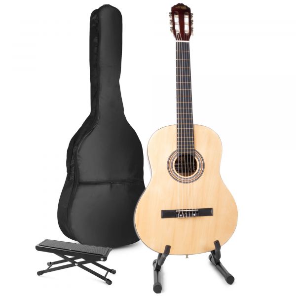 SoloArt klassieke akoestische gitaar met gitaarstandaard en voetsteun Hout kopen?