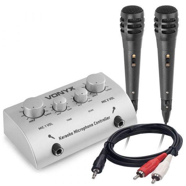 Alternatief heks vloeiend Vonyx AV430 karaoke set met telefoonkabel en 2x microfoon - Zilver kopen?