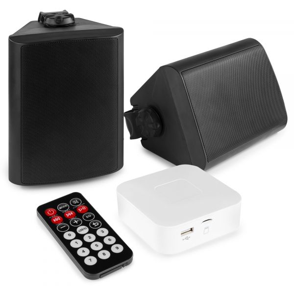 BT20 mini versterker met Bluetooth en speakers voor buiten (5