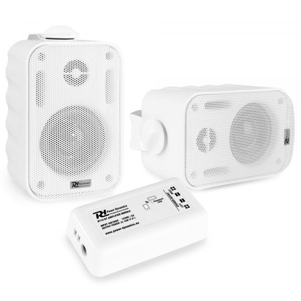 Power Dynamics BT10 versterker met Bluetooth en 2x buiten speakers (3