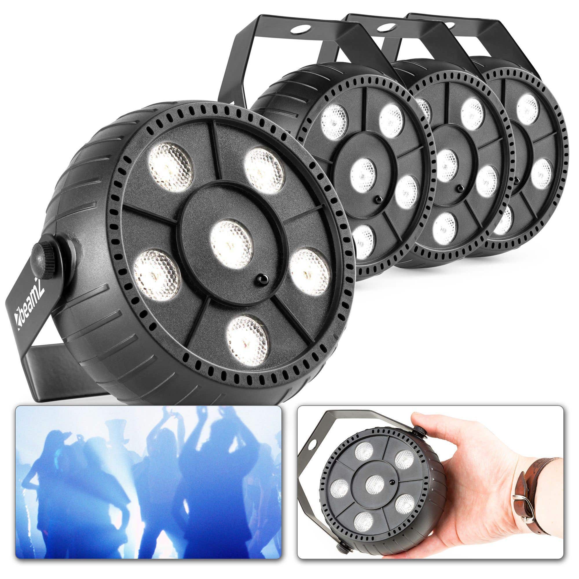 BeamZ PLP12 set van 4 LED stroboscopen met ingebouwde accu en 6x 1W LED's