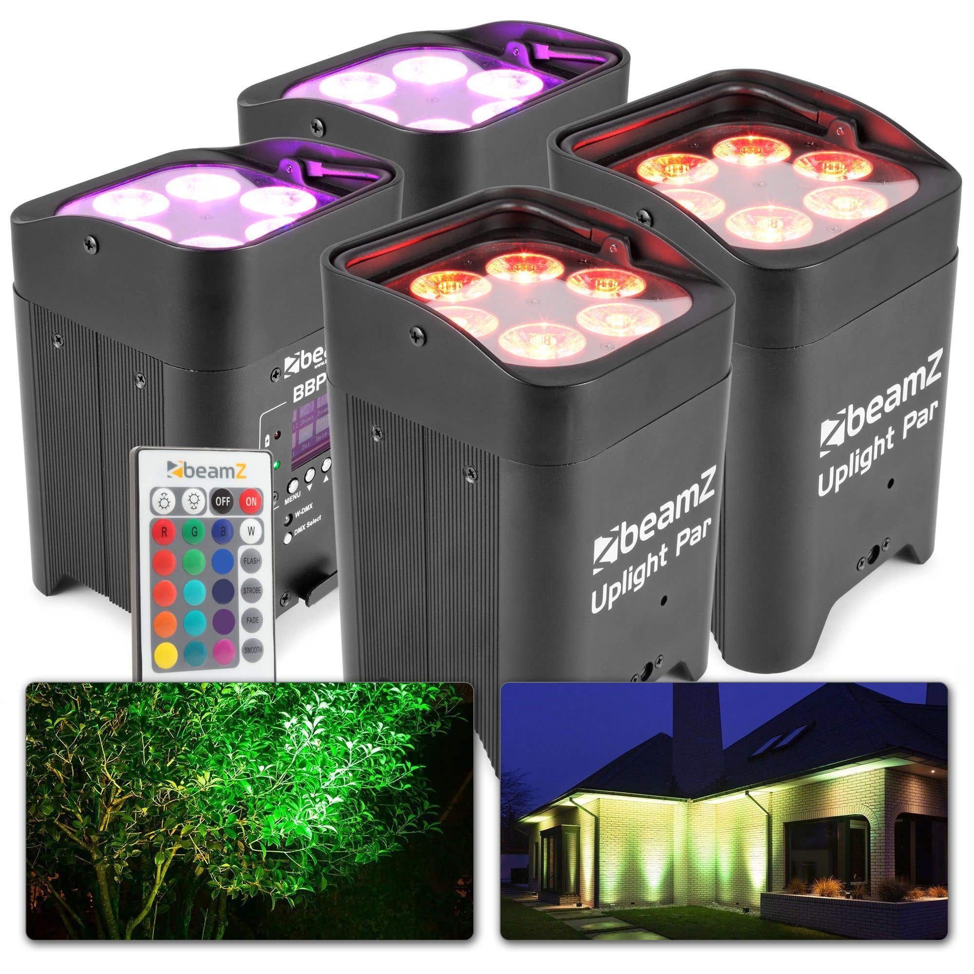 BeamZ BBP96 - Set van 4 accu Uplights met 6x 12W LED's en WDMX