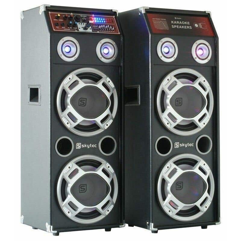 SkyTec SPLED800 Actieve PA Luidspreker Set 2 x 800W met USB MP3
