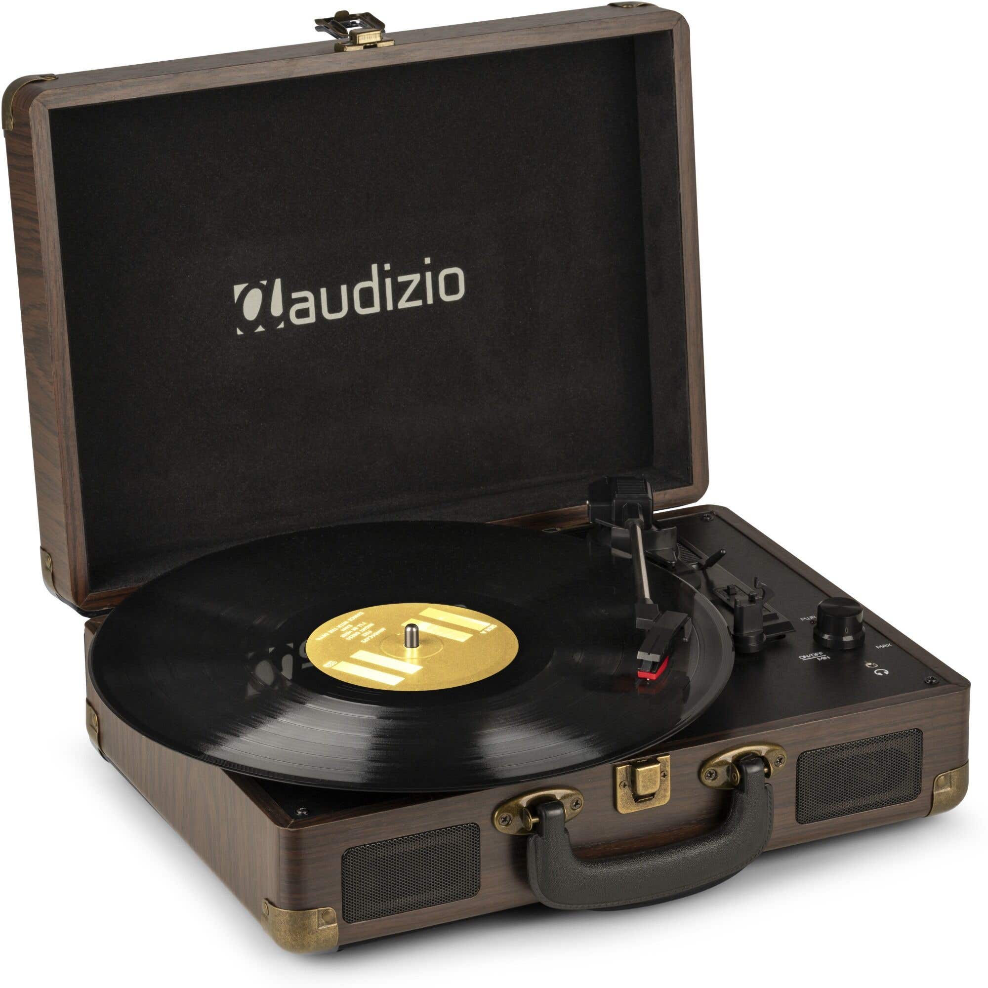 Audizio RP114W - Retro platenspeler in houtlook koffer - platenspeler met boxen en PC software