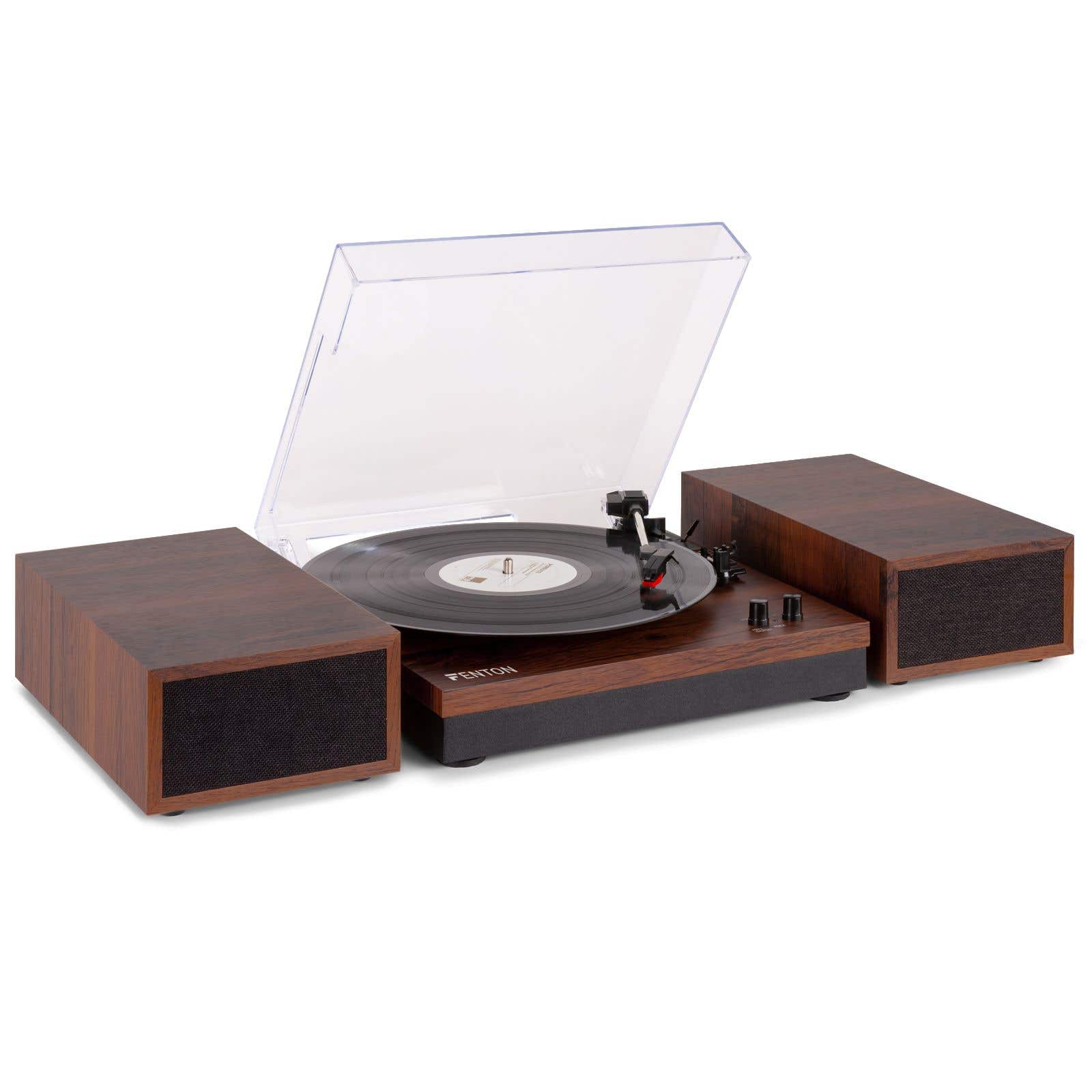 Fenton RP165D stereo platenspeler met Bluetooth en speakers - Donkerbruin (hout)