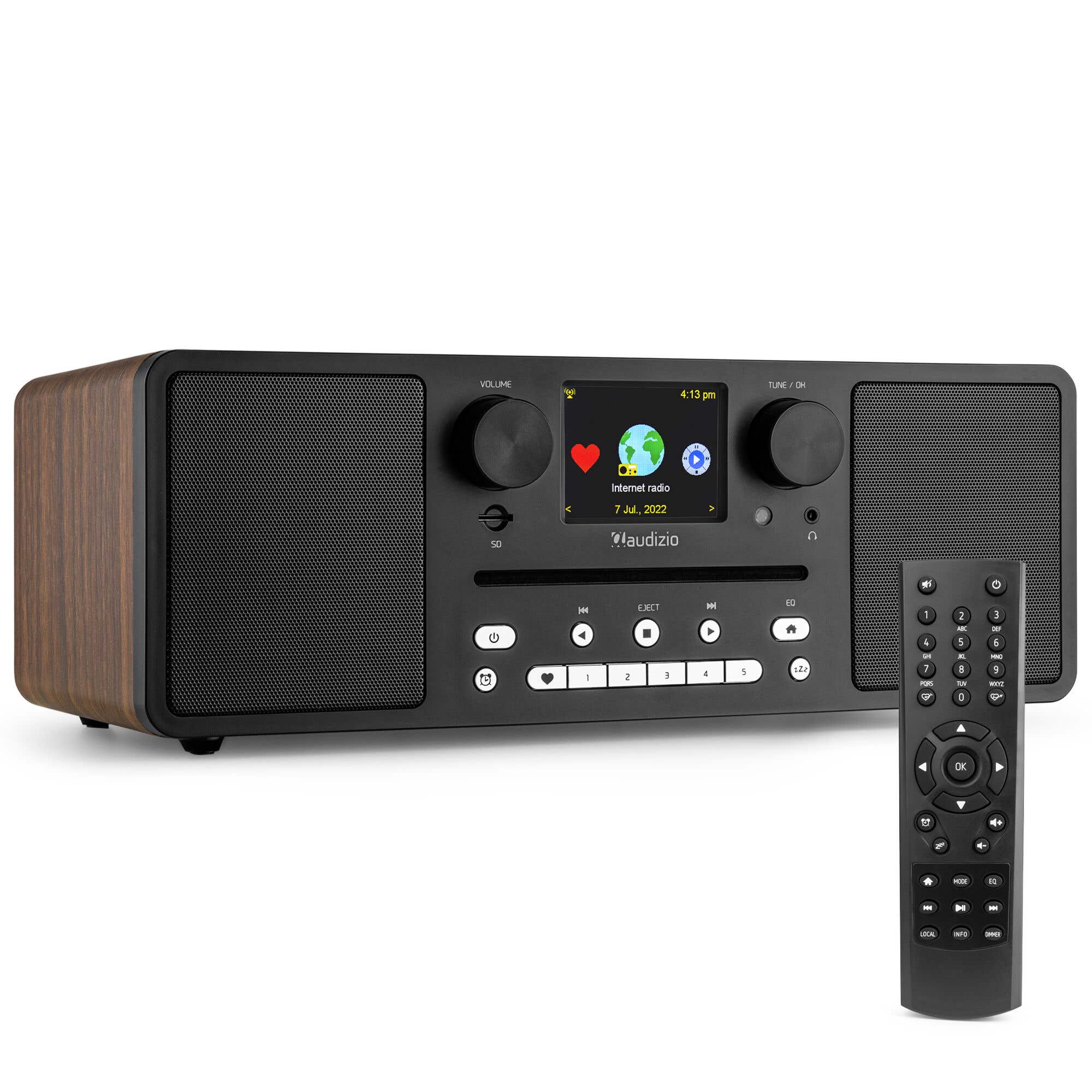 Retourdeal - Audizio Naples stereo DAB radio met CD speler, Bluetooth, FM en internetradio - 60W - Bruin