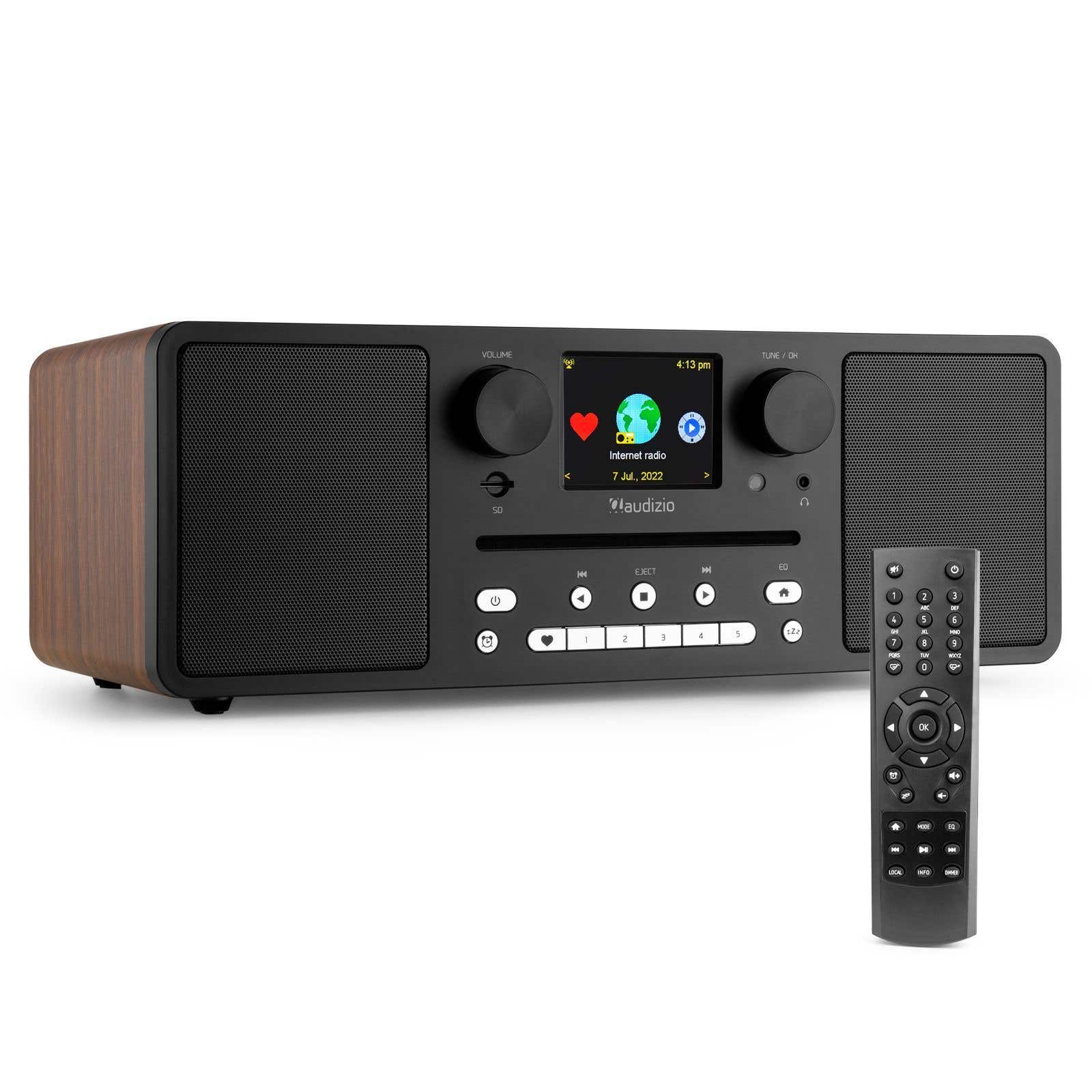 Audizio Naples stereo DAB radio met CD speler, Bluetooth, FM en internetradio - 60W - Bruin